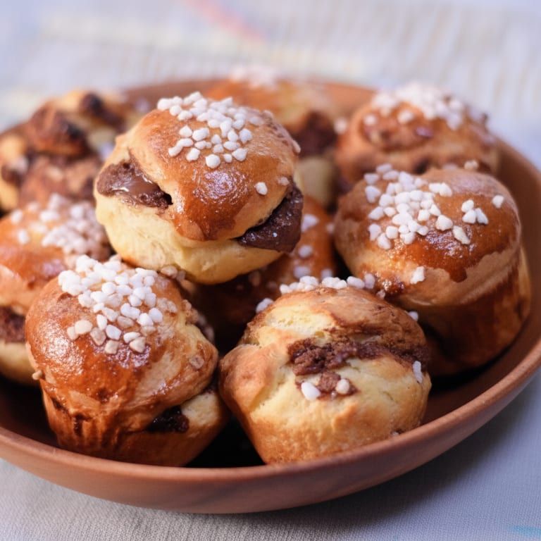 Petites brioches fourrées à la pâte à tartiner chocolat-noisette (moule à muffins)
