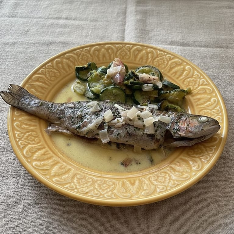 Truites rôties au beurre d'herbes et au vin blanc