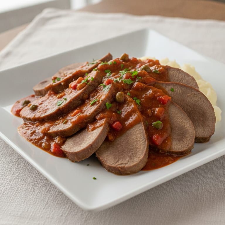 Langue sauce piquante