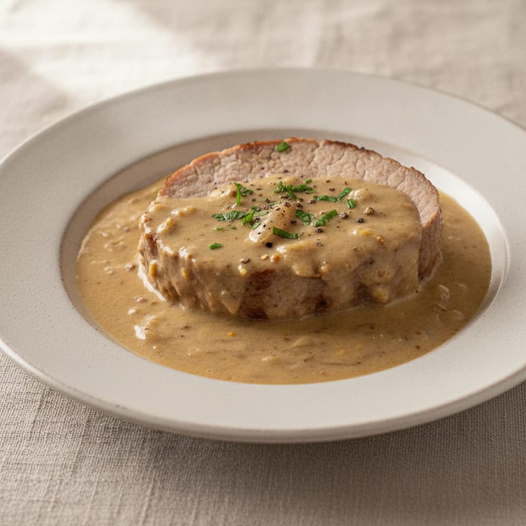 Rôti de porc en cocotte à la moutarde
