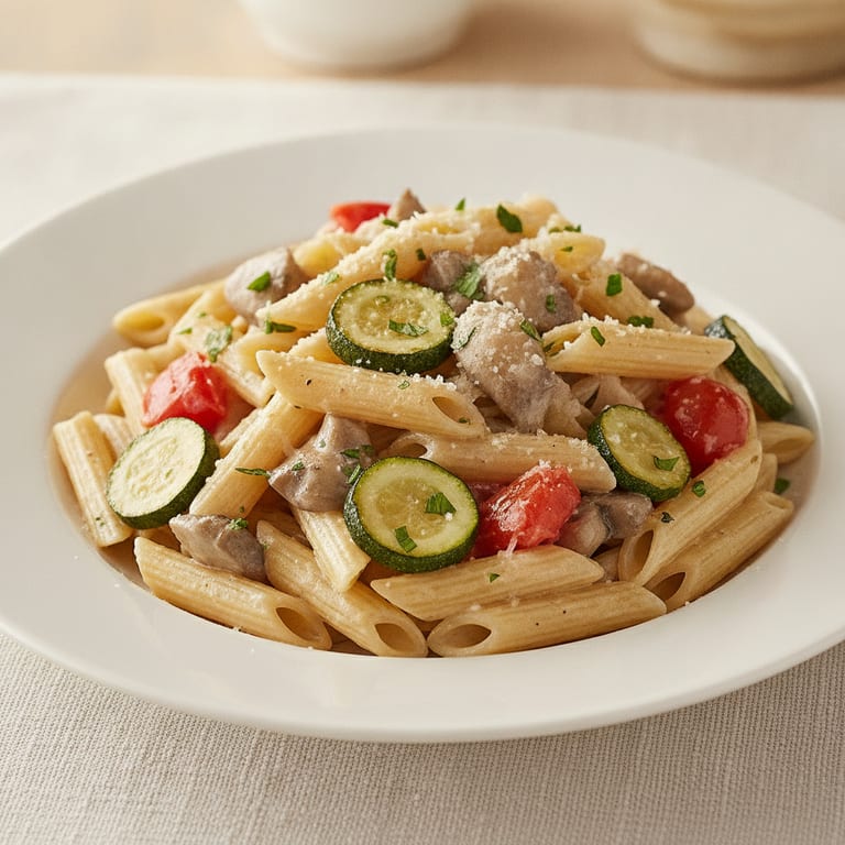 Penne aux pleurotes et à la courgette