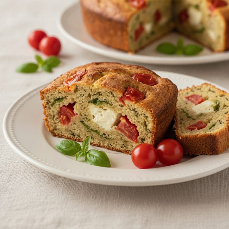 Cake à la tomate, chèvre et basilic
