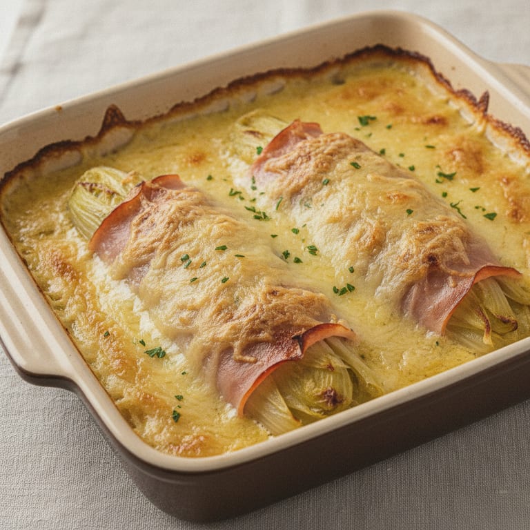 Gratin d'endives au jambon et à la moutarde