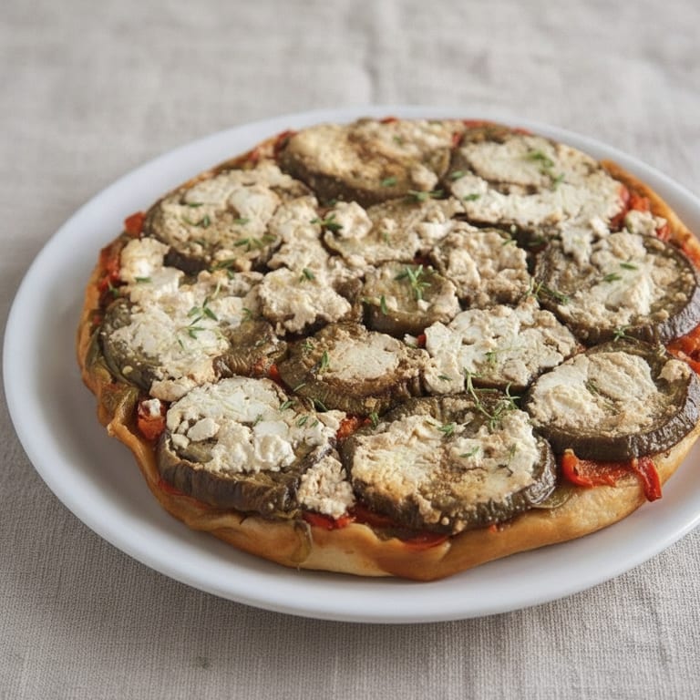 Tatin d'aubergines et de poivrons au chèvre frais