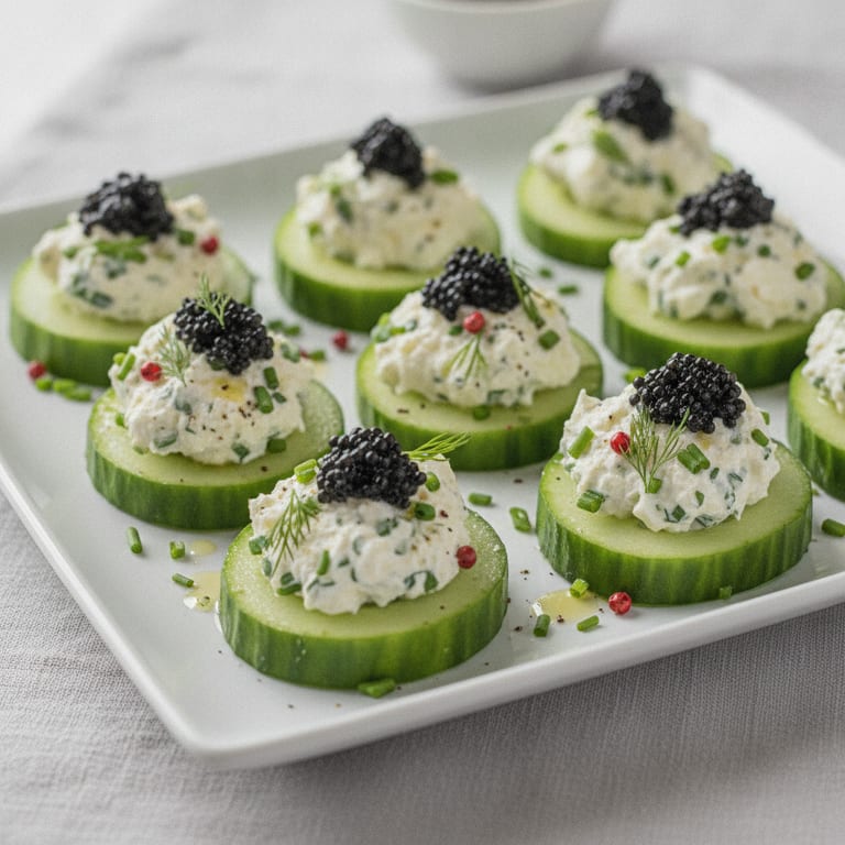 Canapés de concombre au fromage frais aux fines herbes