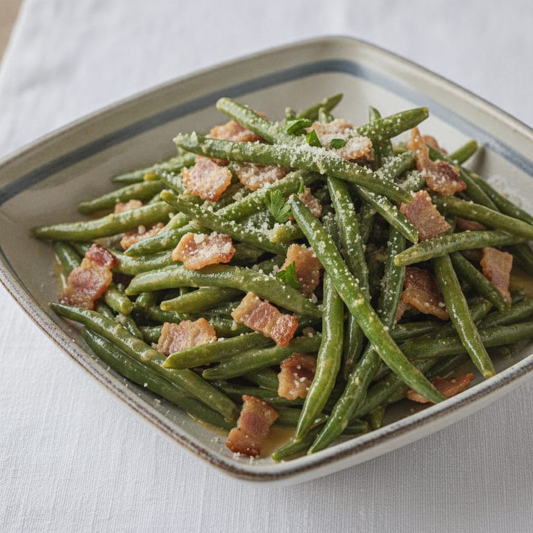 Haricots verts à la carbonara