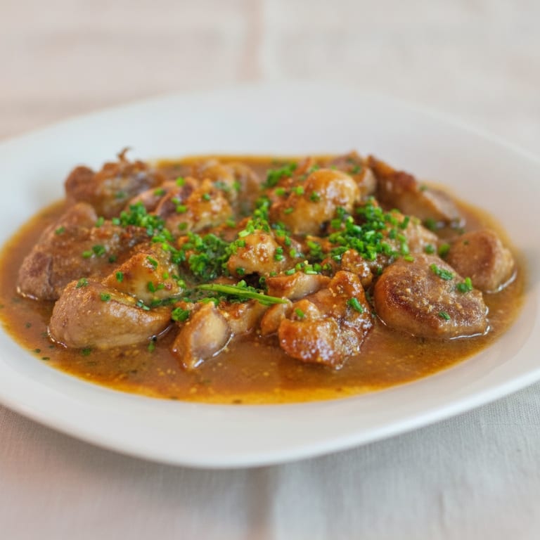 Rognons de veau flambés à la crème à la moutarde