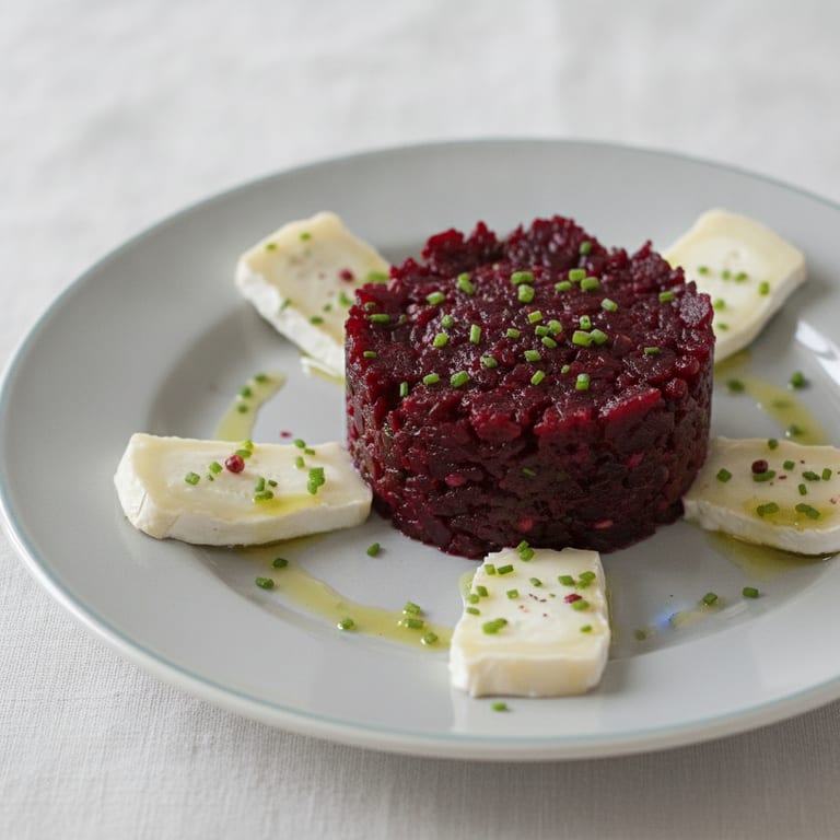 Tartare végétarien de betteraves rouges au fromage de chèvre
