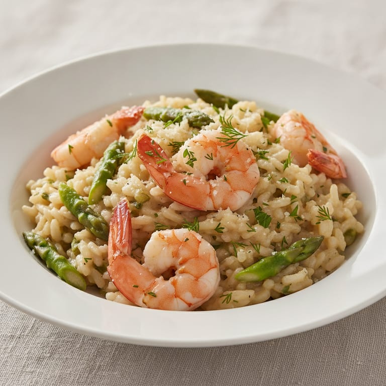 Risotto aux crevettes et pointes d'asperges