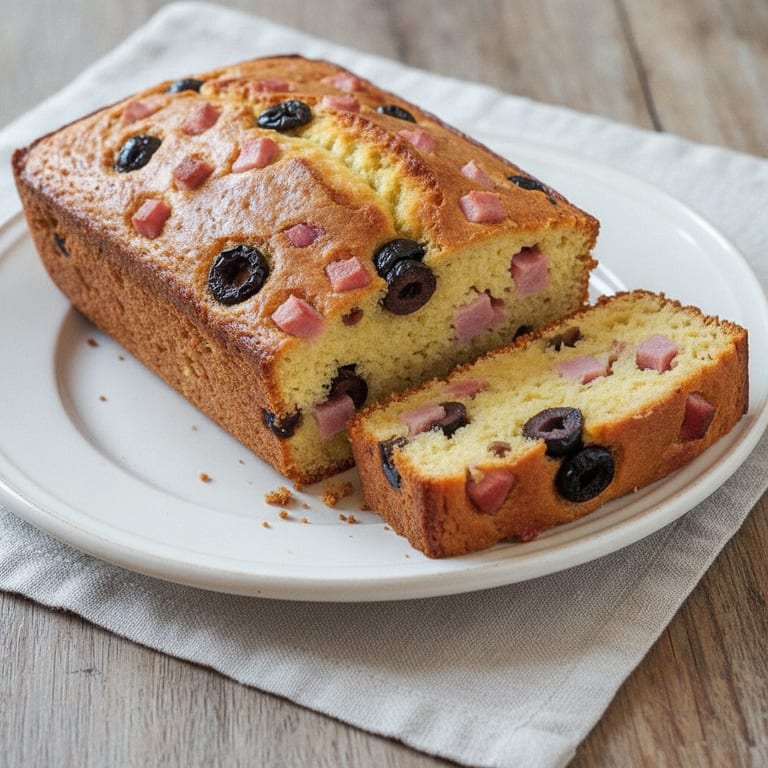Cake au jambon cru et aux olives noires