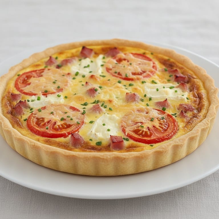 Quiche tomate, jambon, chèvre