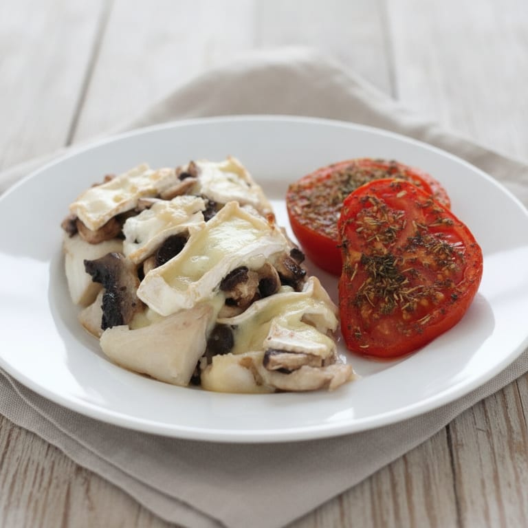 Papillote de cabillaud au fromage et aux champignons