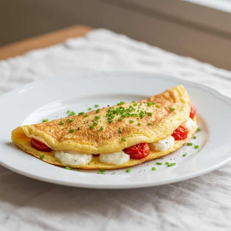 Omelette légère chèvre et tomate