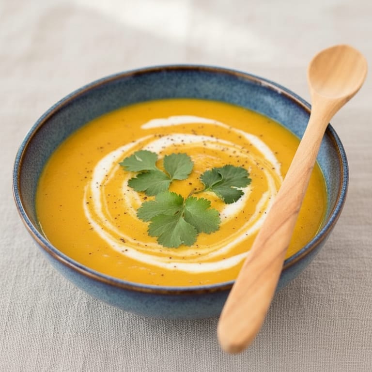 Soupe de lentille corail aux carottes et lait de coco