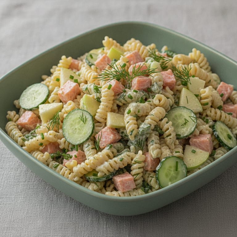 Salade de pâte pomme - concombre - saumon