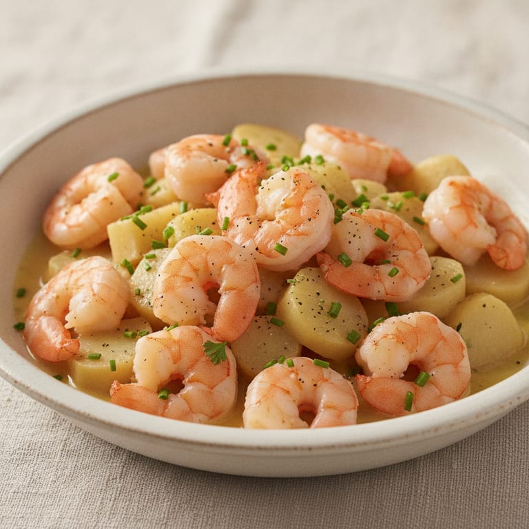 Crevettes aux topinambours