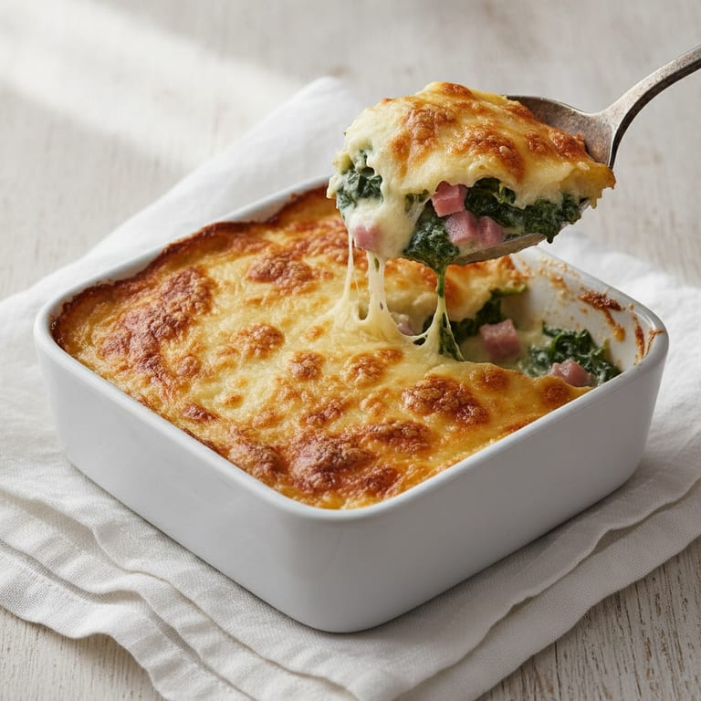 Gratin d'épinards et jambon