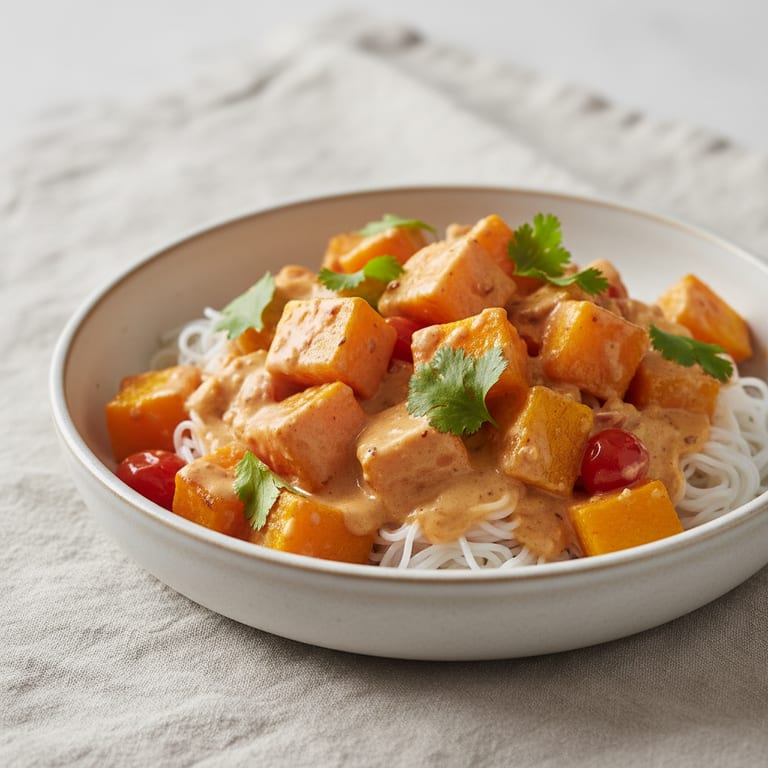 Courge butternut sauce cacahuète et épices Thai