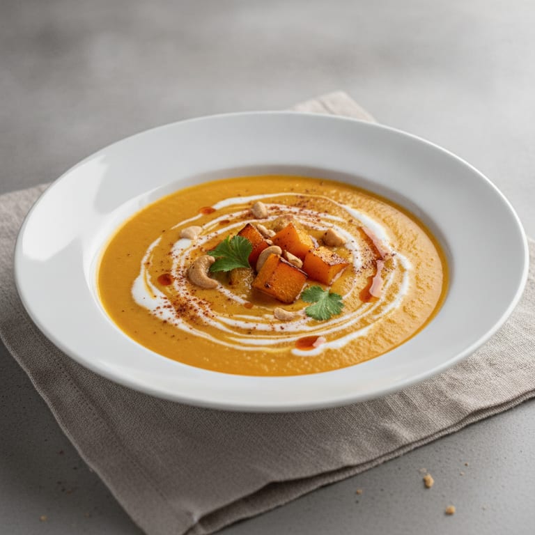 Butternut squash soup with coconut cream and curry
