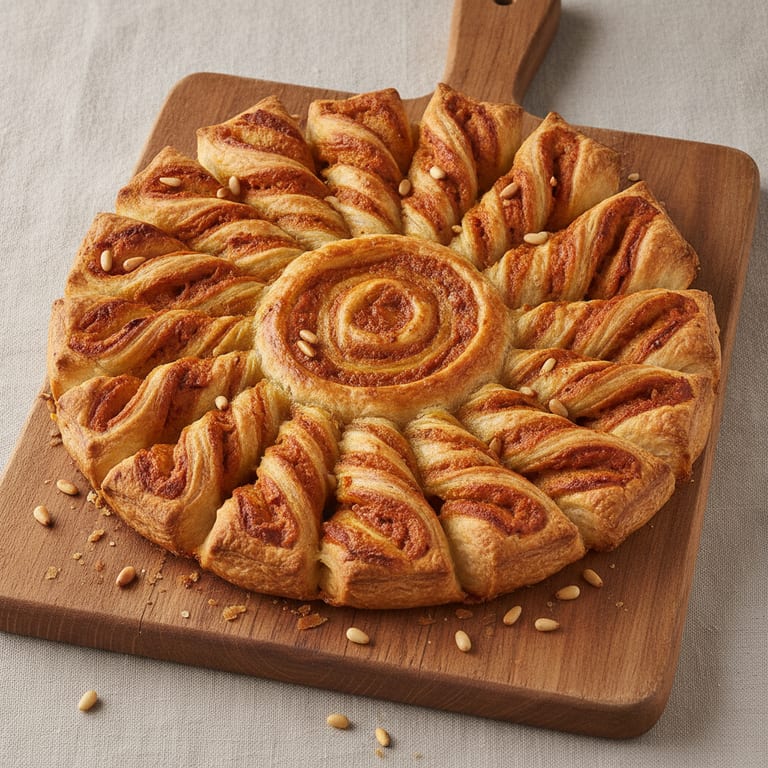 Tarte soleil au pesto de tomates et aux pignons