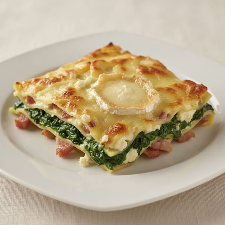 Lasagnes épinards - chèvre - lardons faciles