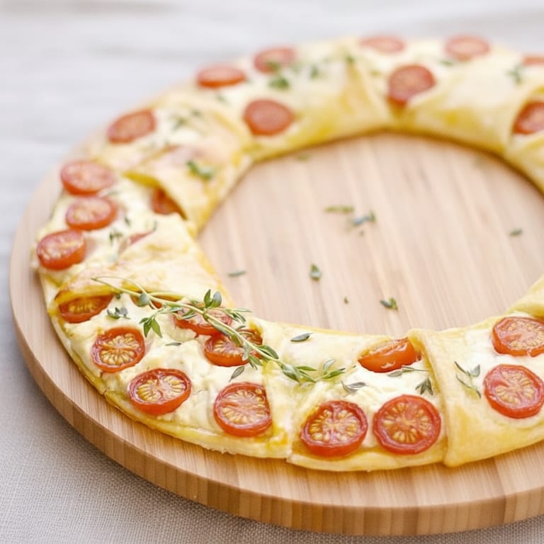 Couronne feuilletée tomates cerise, chèvre et moutarde
