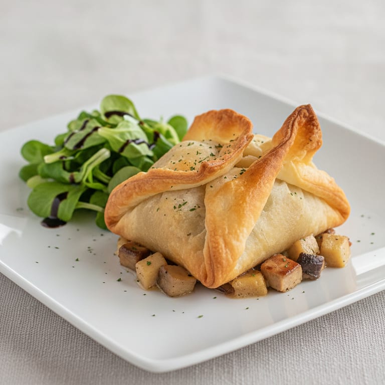 Brick au foie gras, pomme, et champignons