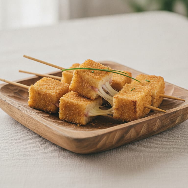 Brochette de croque-monsieur panée