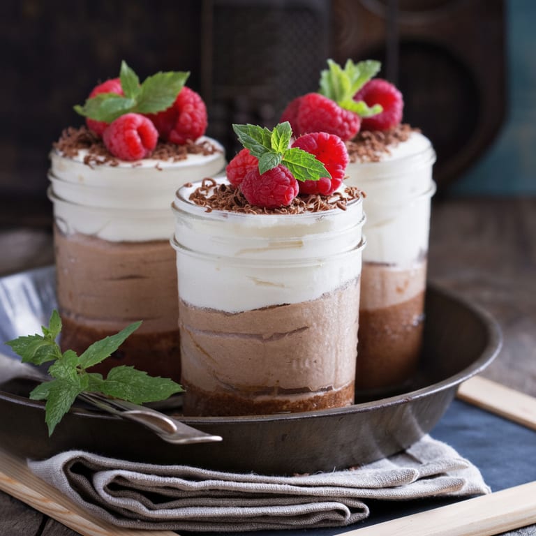 Verres des amoureux ( tiramisu pâte à tartiner chocolat-noisette et framboise )