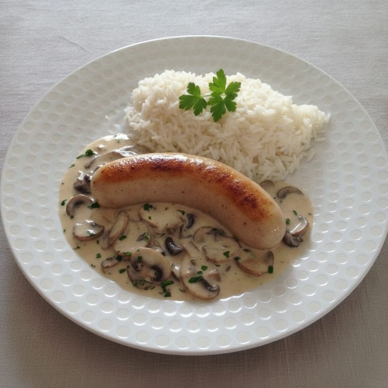 Boudin blanc à la crème et aux champignons