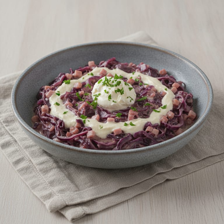 Fricassée de choux rouge aux lardons et au mascarpone