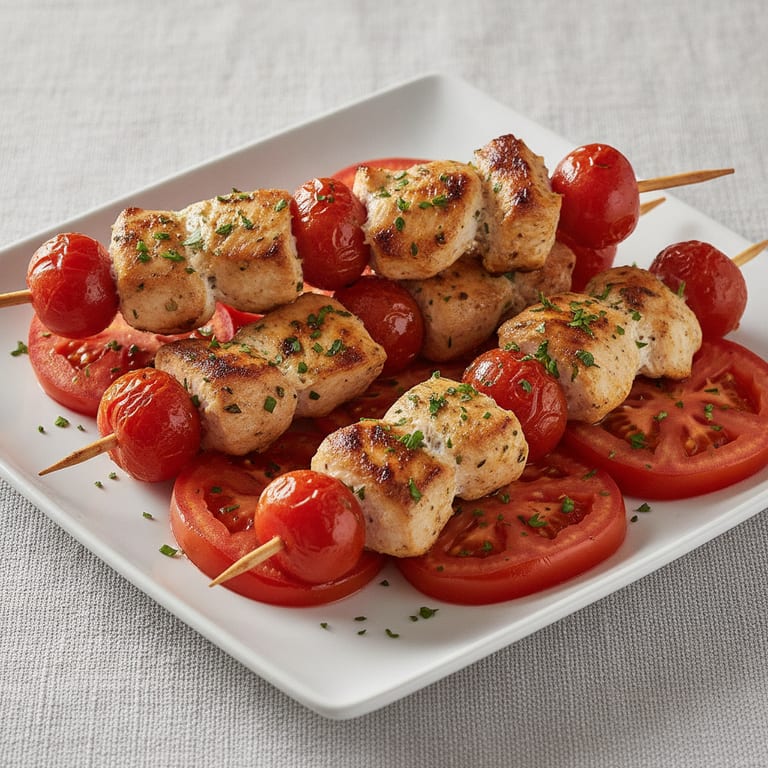 Brochettes tomates cerises poulet
