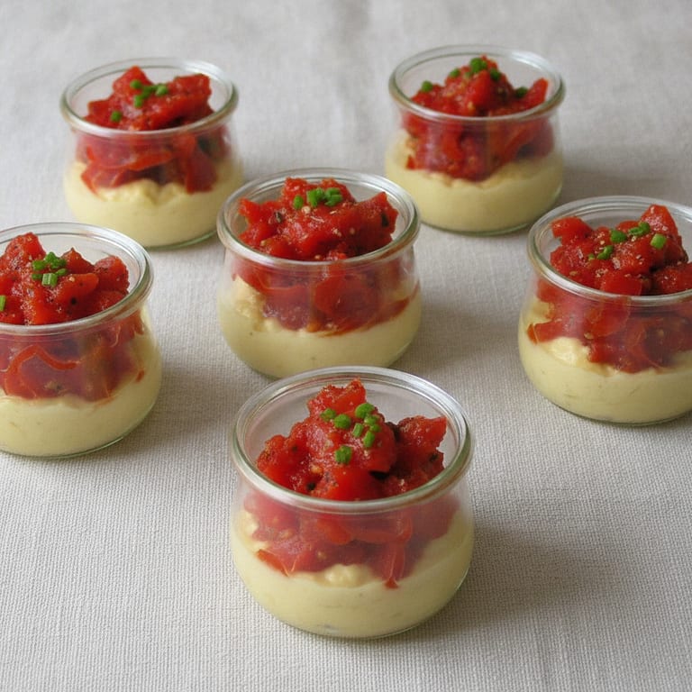 Amuse-bouches bicolores en mini-verres