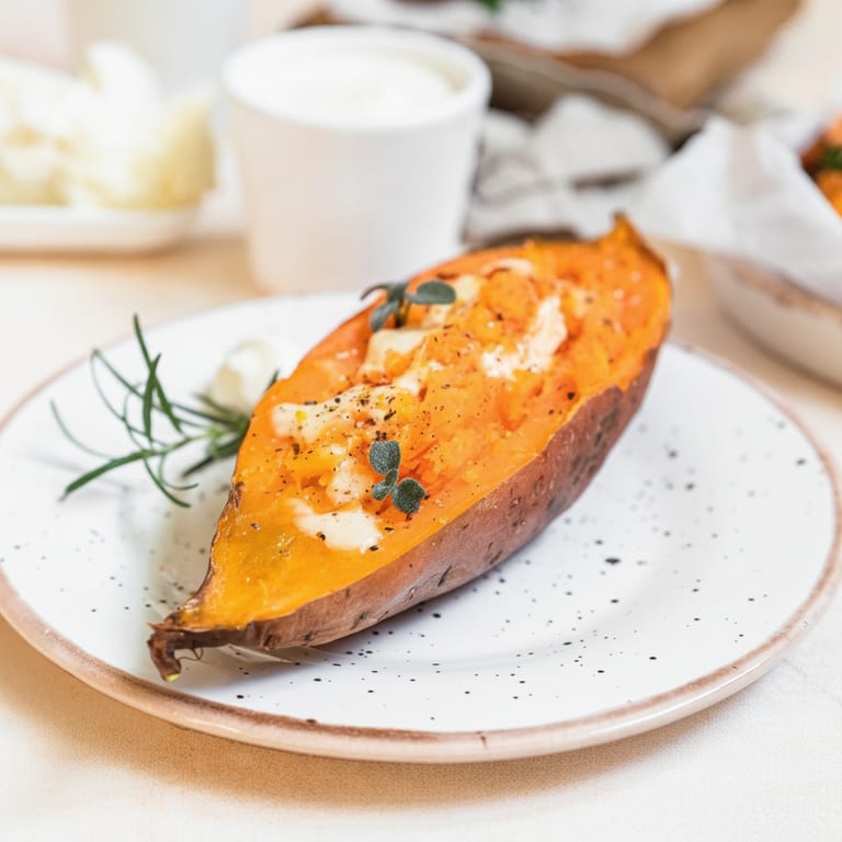 Patate douce rôtie au Brie
