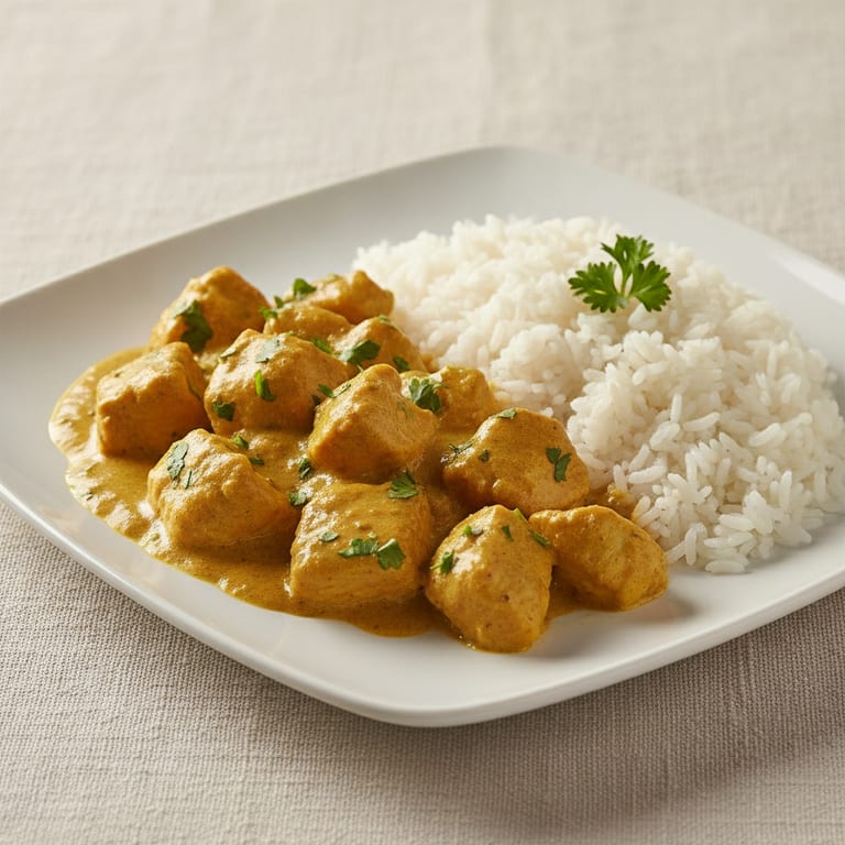 Poulet au riz et à la crème de curry