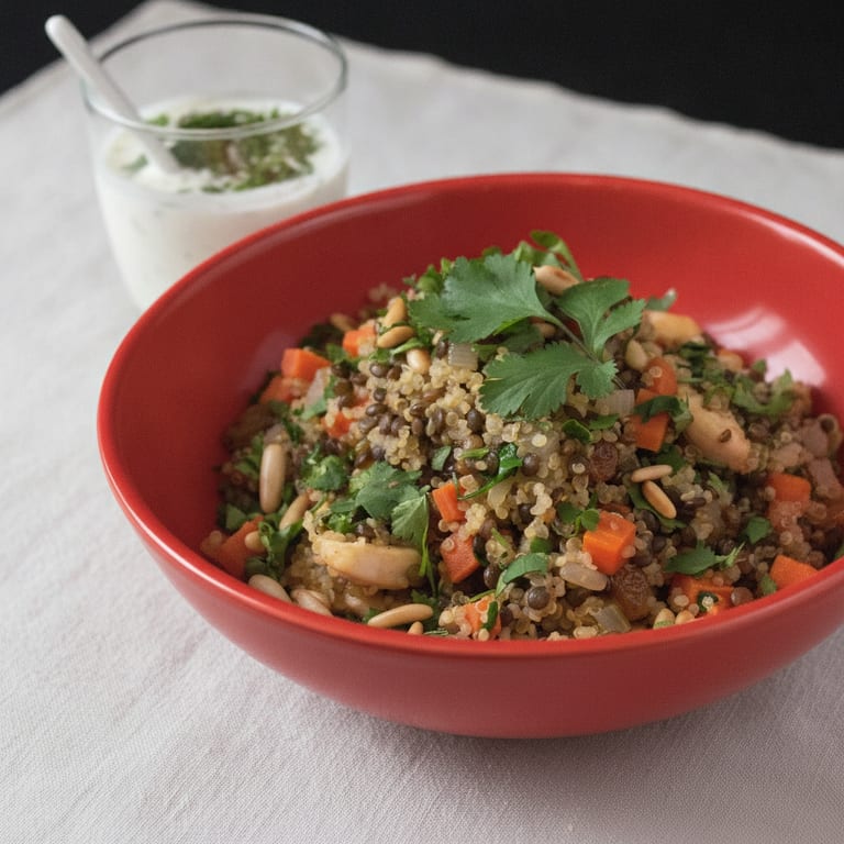 Wok de lentilles et quinoa parfumées