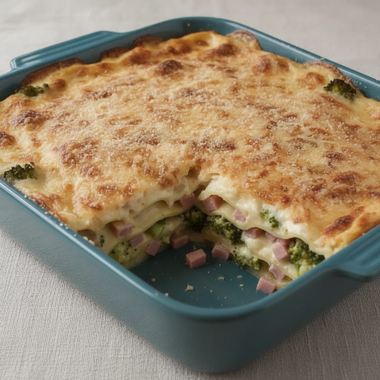Lasagne aux brocolis et au jambon