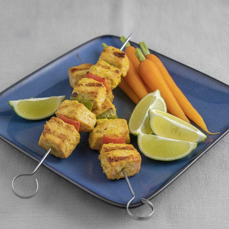 Brochettes de poissons marinés et grillés