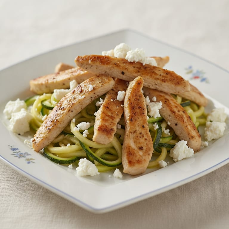 Emincé de volaille parfumé au cumin accompagné de tagliatelles de courgettes