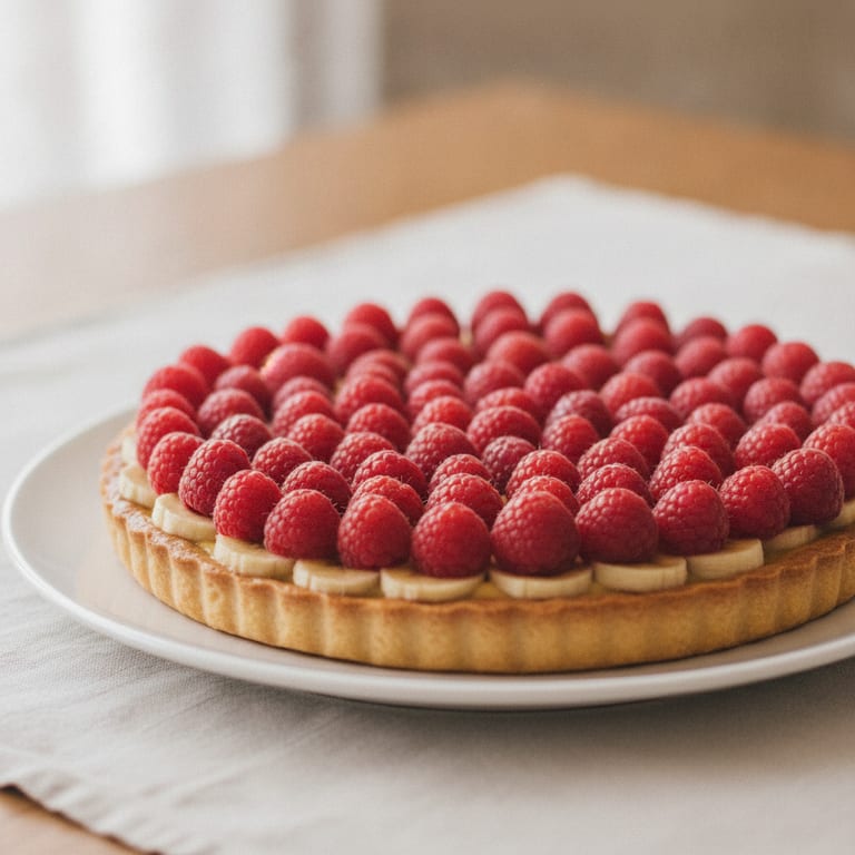 Tarte banane framboises