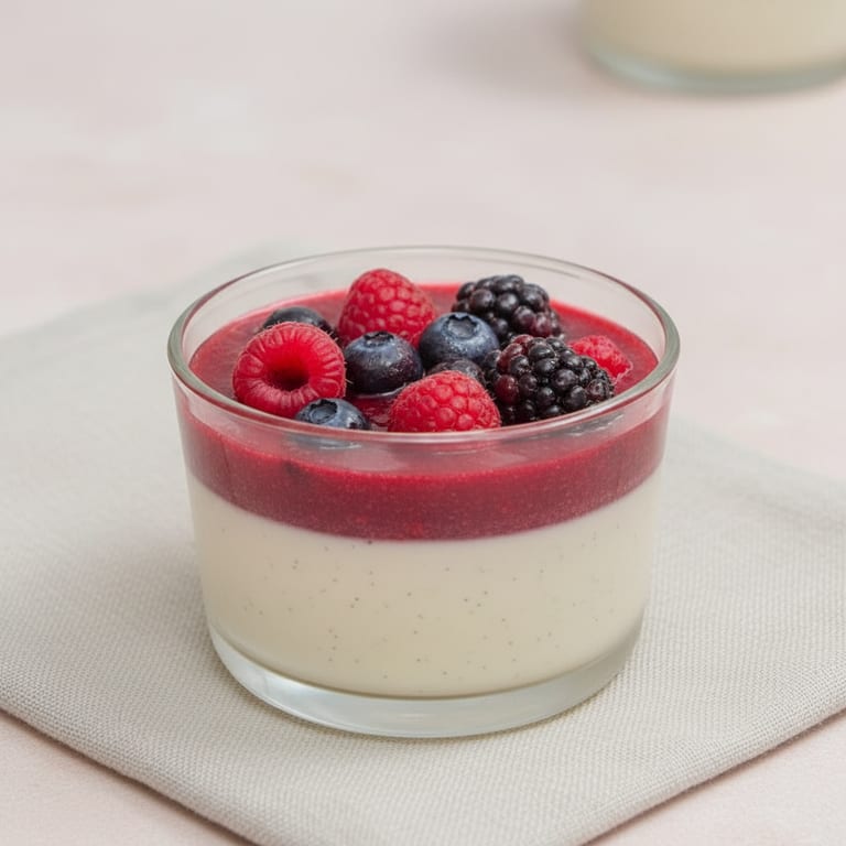 Panna cotta au coulis de fruits rouges