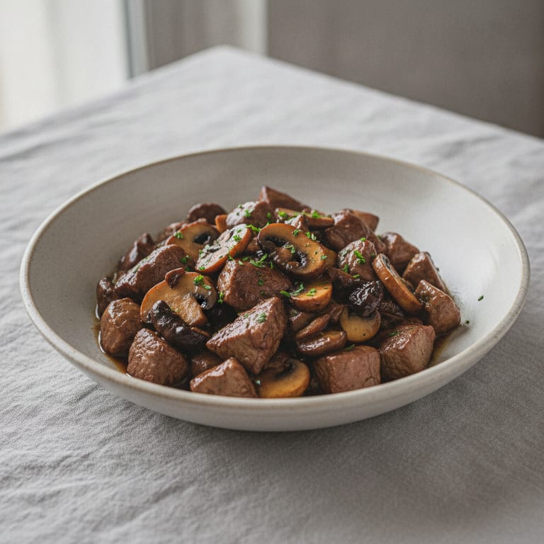 Veal kidneys with mushrooms and port wine