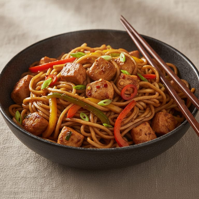 Nouilles chinoises soja et poulet (au wok) facile