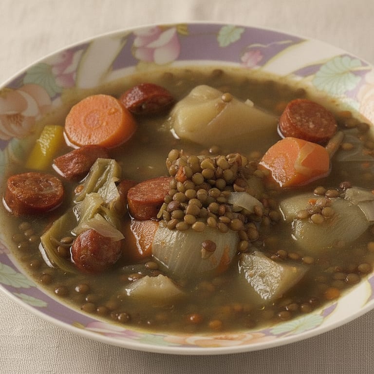 Soupe campagnarde aux lentilles