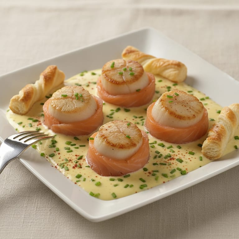 Gourmandise de Saint-Jacques au saumon fumé