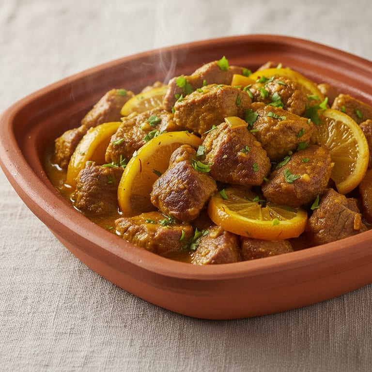 Tajine de veau aux citrons confits et au safran