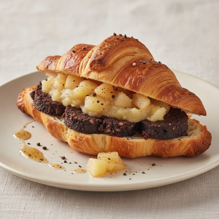 Croissants au boudin et à la compote de pommes poivrée(37ème rencontre)