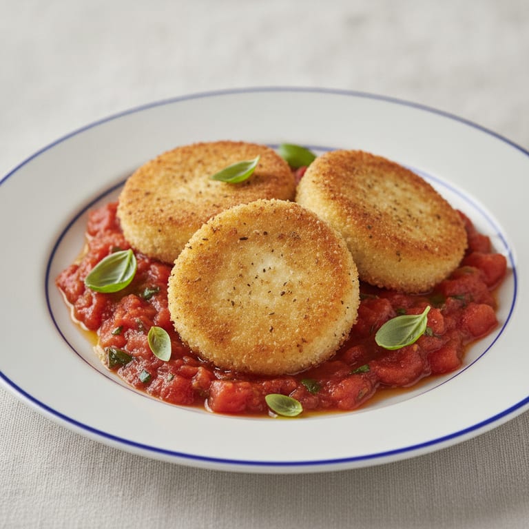 Mozzarella panée sur coulis de tomates