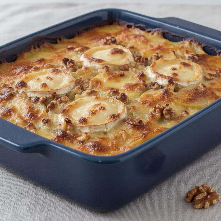 Gourmet potato, goat cheese, and walnut gratin