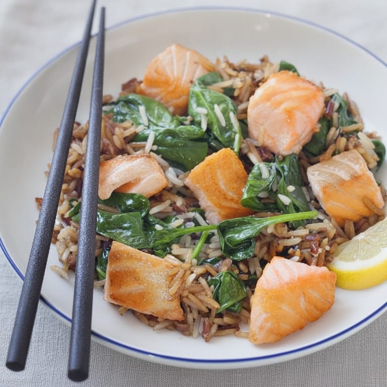 Wok de saumon aux épinards frais